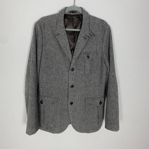 Gap Tweed Donegal Blazer Sport Coat Jacket Dusty Grey Utility Mens 40R - Picture 1 of 7